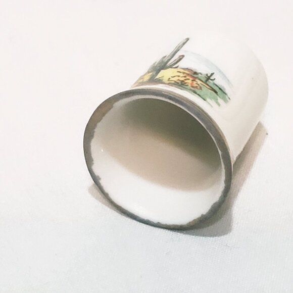 Cactus Desert Arizona State Thimble Souvenir Porcelain Vintage 1" - Picture 7 of 7